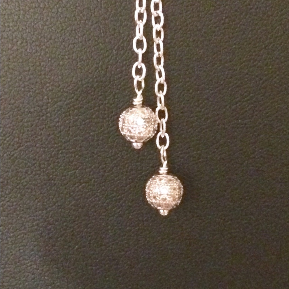 Silver Pave crystal bead choker necklace - Picture 4 of 6